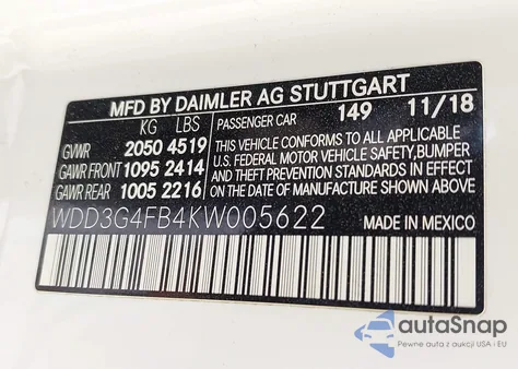 2019 Mercedes-Benz A 220 4Matic из США, поврежденный, VIN WDD3G4FB4KW005622